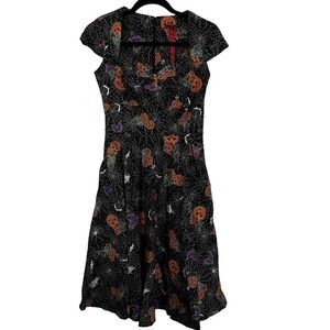 Hell Bunny Black Harlow Halloween Print Dress NWT XS